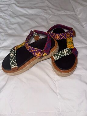Tory Burch Multicolor Platform Espadrille Sandals. Never Worn, Like New.